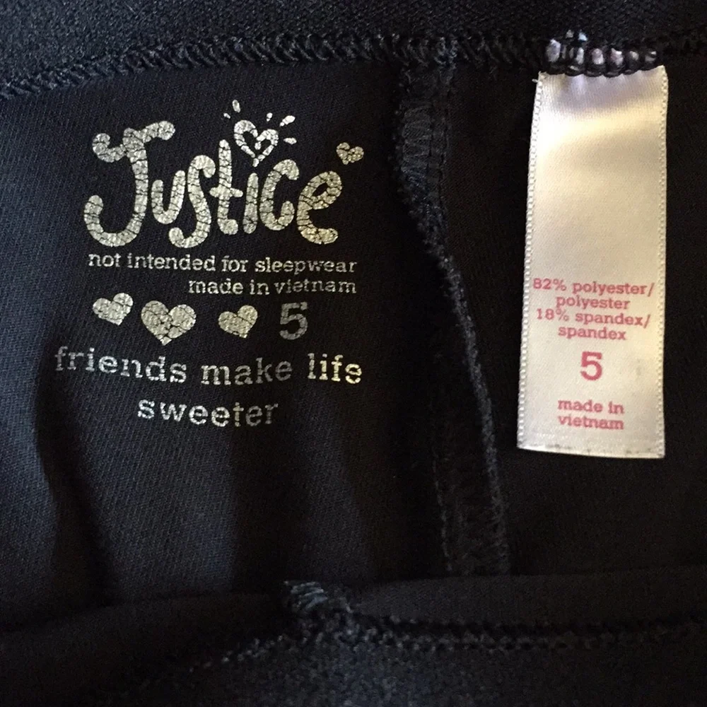 Justice black‎ leggings size 5